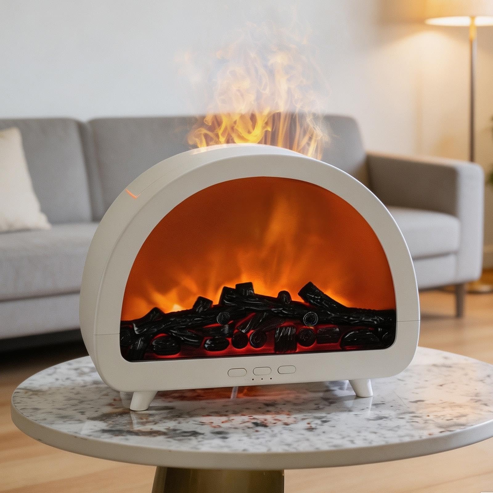 Diffusore di Oli Essenziali Caminetto, Fuoco Finto con Telecomando e Timer