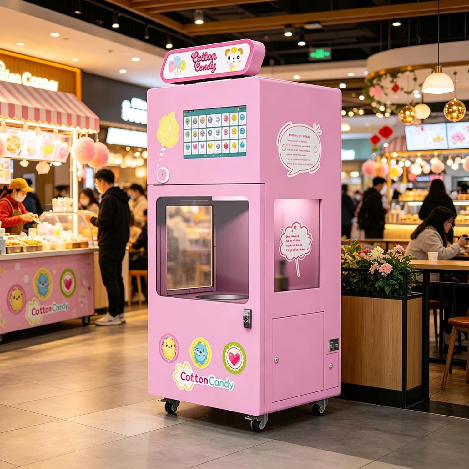Automatic Cotton Candy Machine – Self-Service Vending Unit with Large Sugar Hopper, Smart Robotic Arm & Clean Water System, Great for Scenic Spots, Malls & Theme Parks