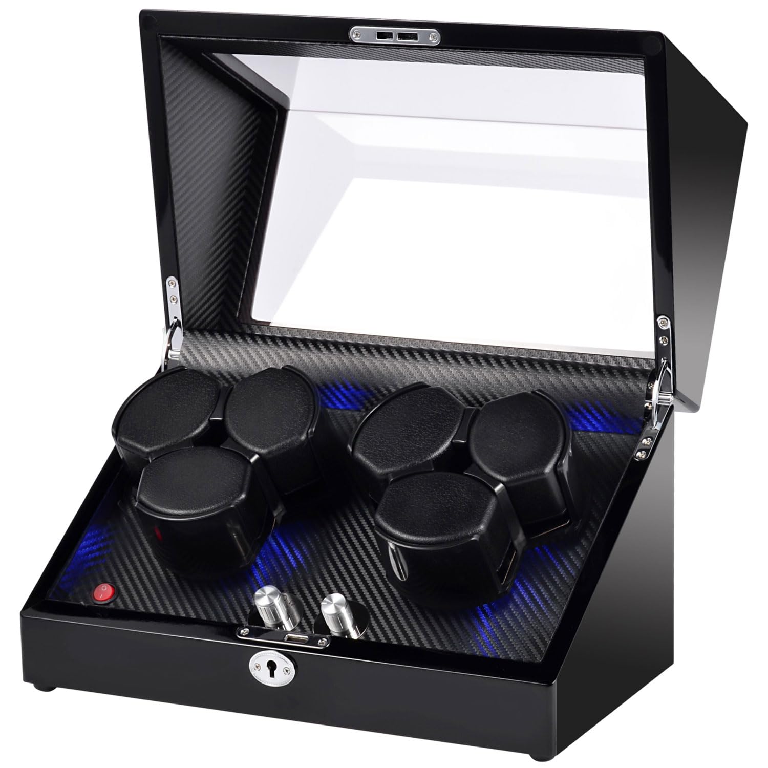 Photo 1 of Watch Winder for Automatic Watches, Watch Winders 3/6 Slot for Rolex, Winder Box Uses Super Quiet Motor, 4 Rotation Mode Setting (6 Slots Black)