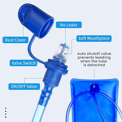 Miniatura 5 de Cunno Mochila de hidratación de 3 piezas con 3 unidades de 2 litros de agua de vejiga de agua, paquete de hidratación para camping, senderismo,