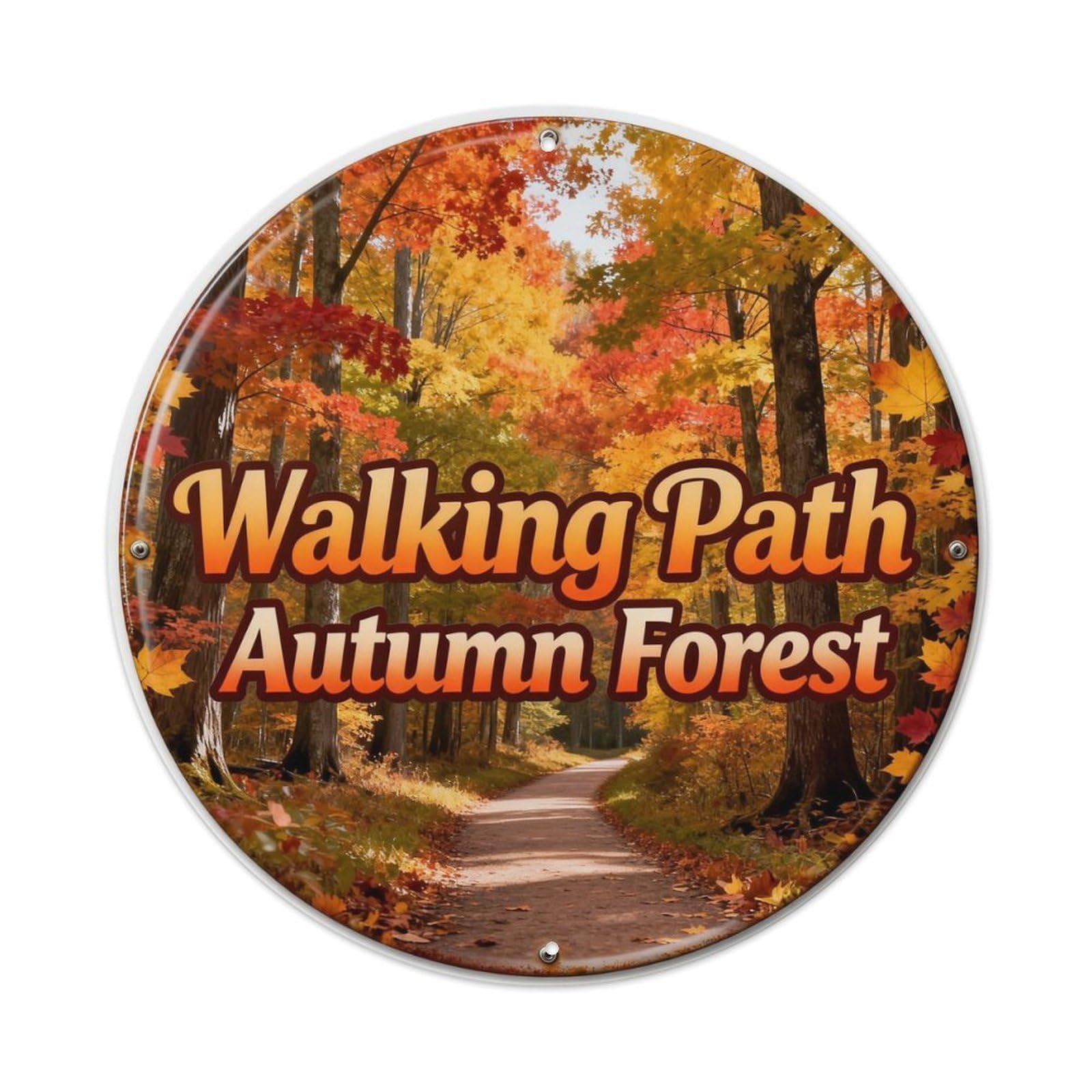 Walking Path Autumn Forest Metal Tin Sign Plaque
