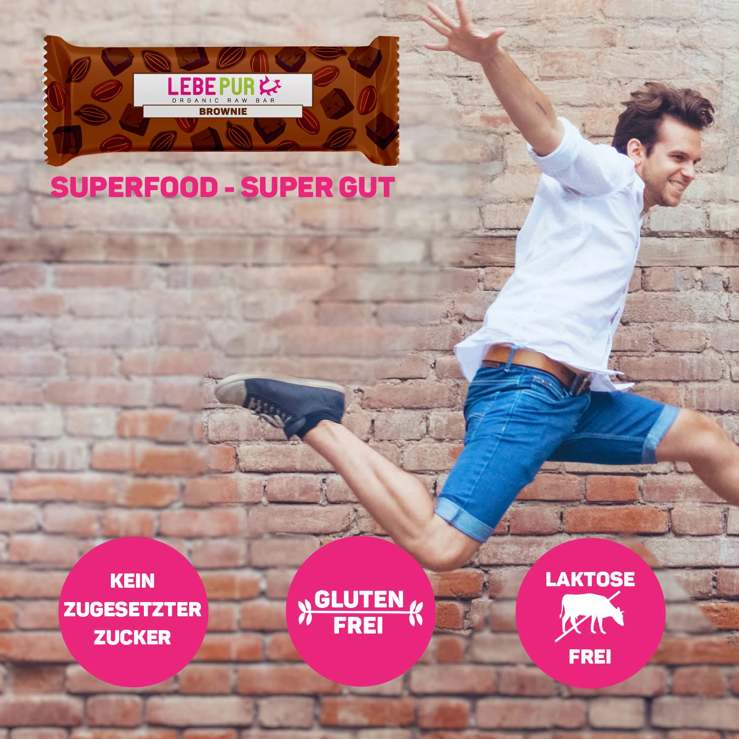 Lebepur Bio Energieriegel Brownie 15x50g | veganer Riegel auf Dattelbasis | Cashewkerne, Cashewmus, Kakao | ohne Zuckerzusatz | Rohkostriegel glutenfrei | laktosefrei | Power Bar | Großpackung