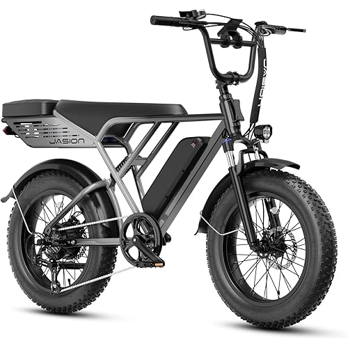 Jasion RetroVolt Electric Bike for Adults, 1500W/2000W Peak - 30/38MPH Electric Dirt Bike, 48V-52V, 13AH/20AH Battery, 65/90Miles Max Range Electric Motorcycle, 20'' X 4'' Fat Tire All-Terrain E-Bike