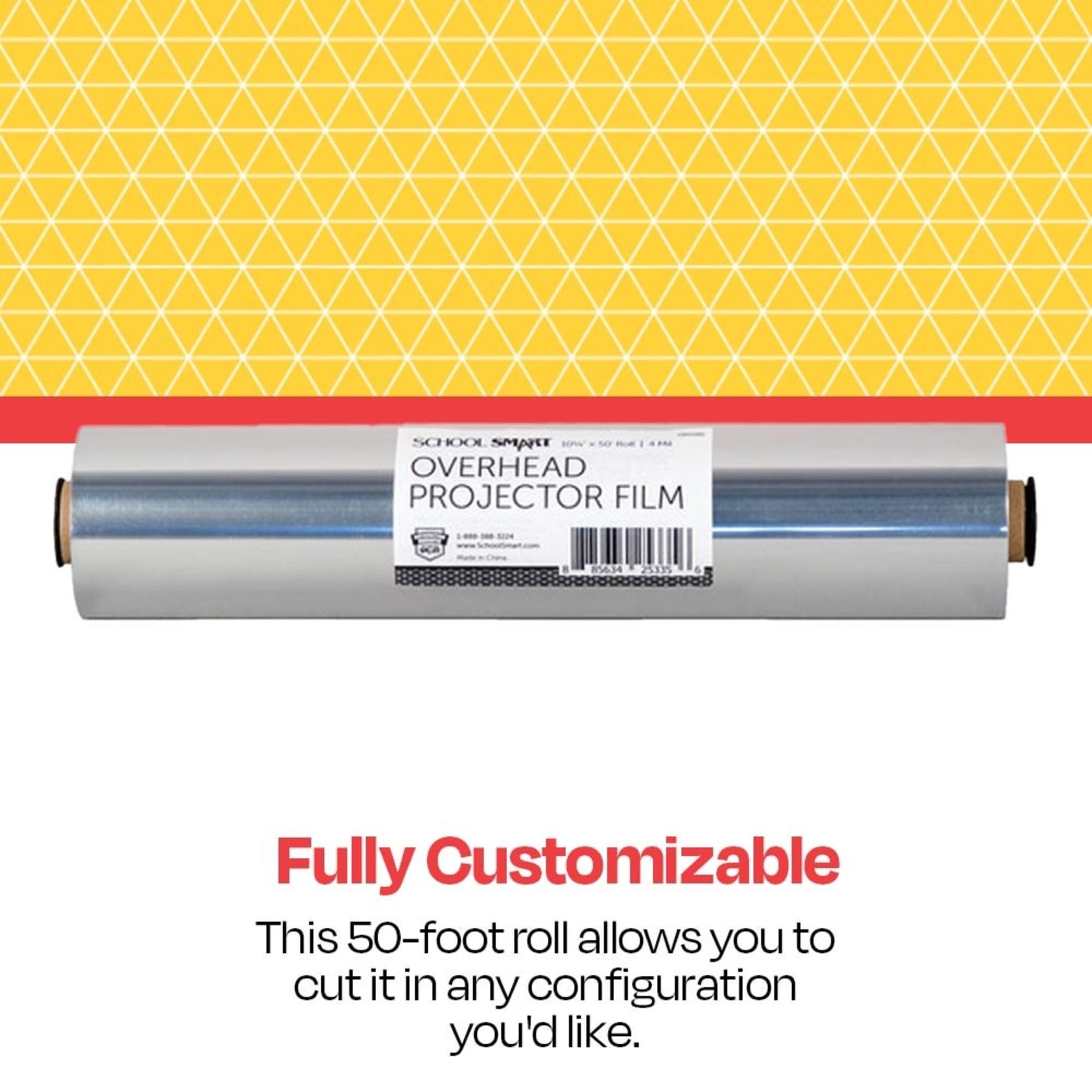 Overhead Projector Film Roll - 10.25 Inch X 50 Feet Clear Acetate