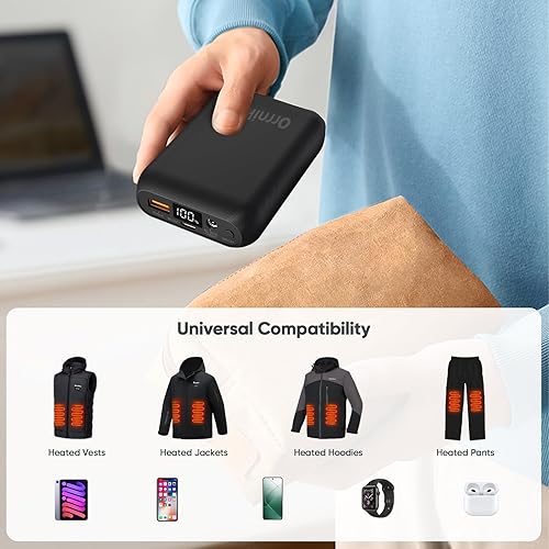 Miniatura 5 de Chaleco calefactable, batería de 7.4 V, 16000 mAh, compatible con ORORO y Venustas, cargador de batería recargable para chaleco calefactado,