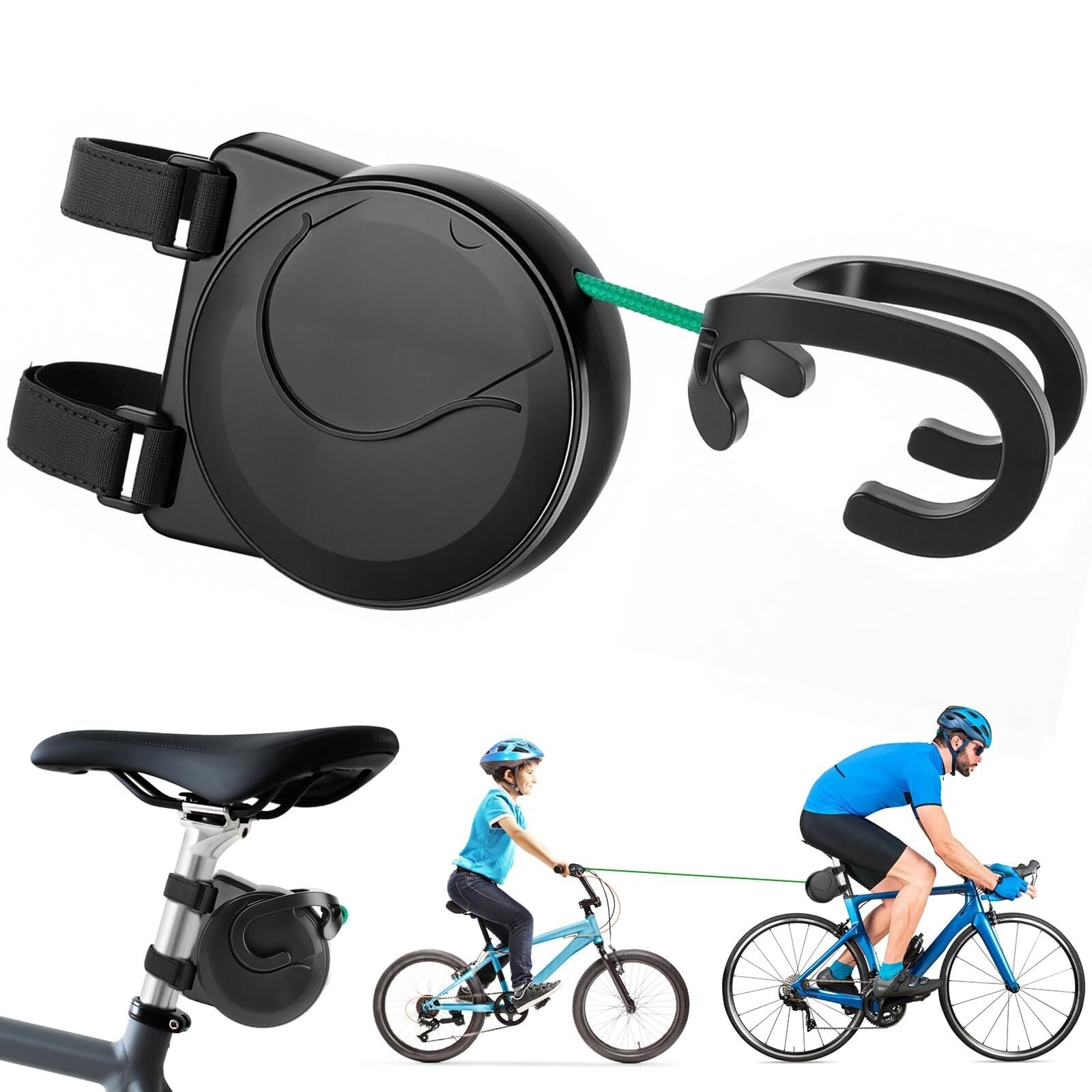Bicycle Towing Rope, 2.5M Bungee Retractable Traction Rope for Parents, Children, Load 500 lbs for Mountain Bike, Safe Tow Rope for Outdoor Activities