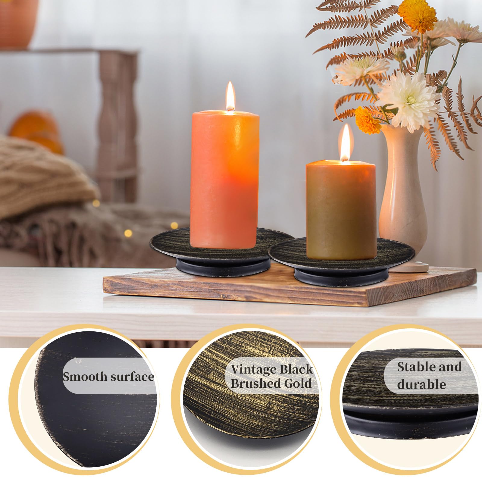TIED RIBBONS Set Di 6 Portacandele In Ferro Dorato, Diametro 11,4 Cm, Base Per Candele LED O Cera, Ideale Anche Come Portagioie, Per Matrimoni E Spa - 4