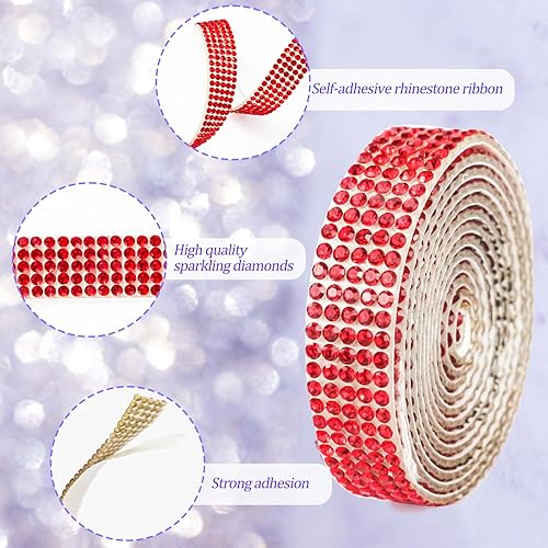 Miniatura 2 de Cinta de diamantes de imitación brillantes de 0.4 pulgadas para manualidades, tiras de cristal autoadhesivas, cinta con purpurina, ribete versátil