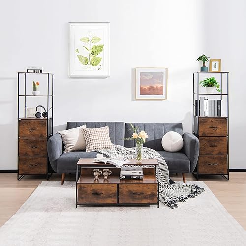 Miniatura 9 de Giantex Gabinete de almacenamiento de 6 niveles, estantería de almacenamiento de 61.5 pulgadas de alto con cajones plegables, estantes, marco de