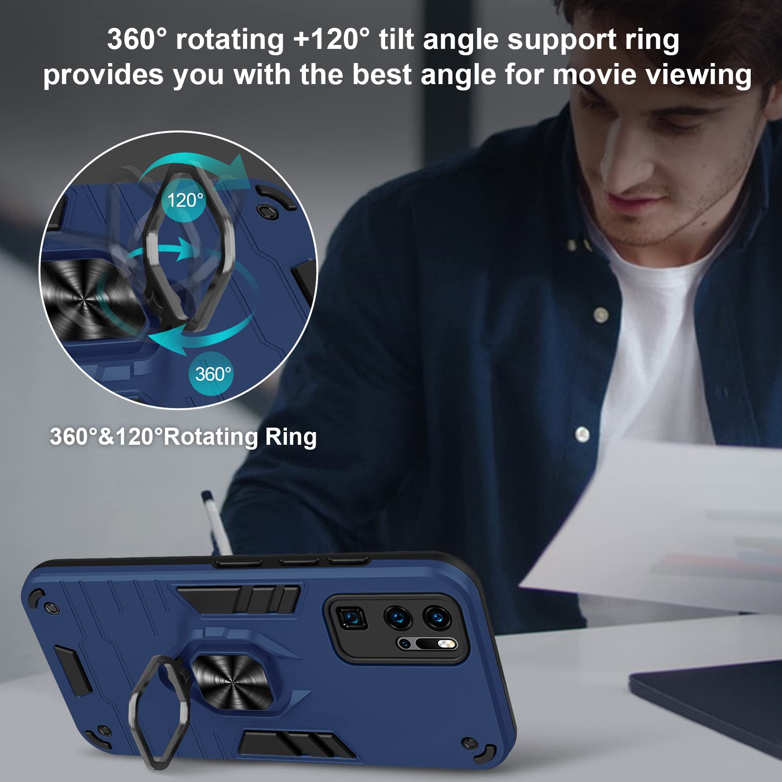 Custodia Trasparente Per Huawei P30 Pro Con Anello Portadita Girevole 360° E Supporto Magnetico – Cover TPU Antiurdo Morbida