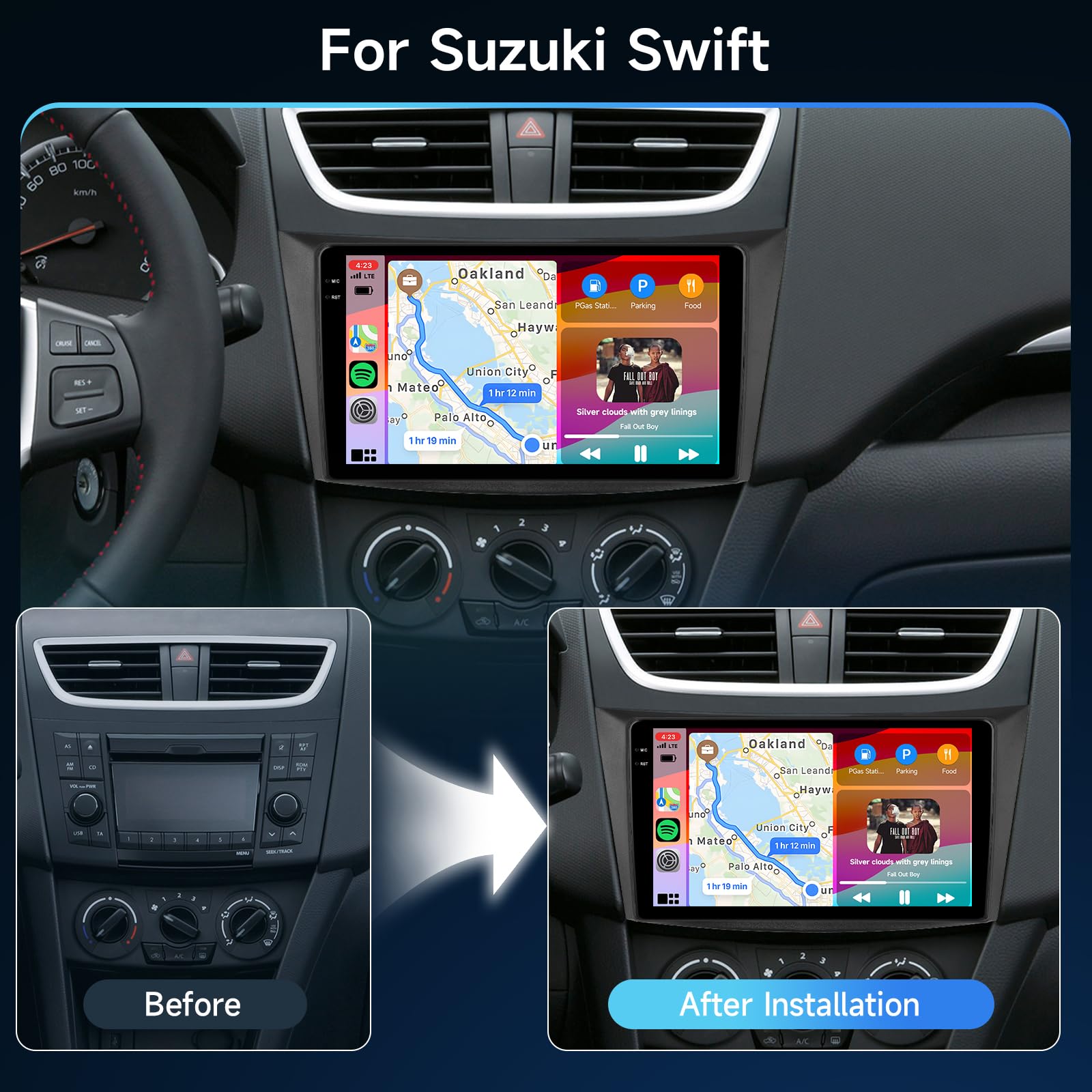 Hodozzy 4G+64G Autoradio per Suzuki Swift 2011-2017/ Suzuki Ertiga 2012-2017 Android 9 Pollici InCell Touch Schermo Carplay Wireless Android Auto, Radio 2 Din Bluetooth DSP GPS WiFi FM RDS Telecamera