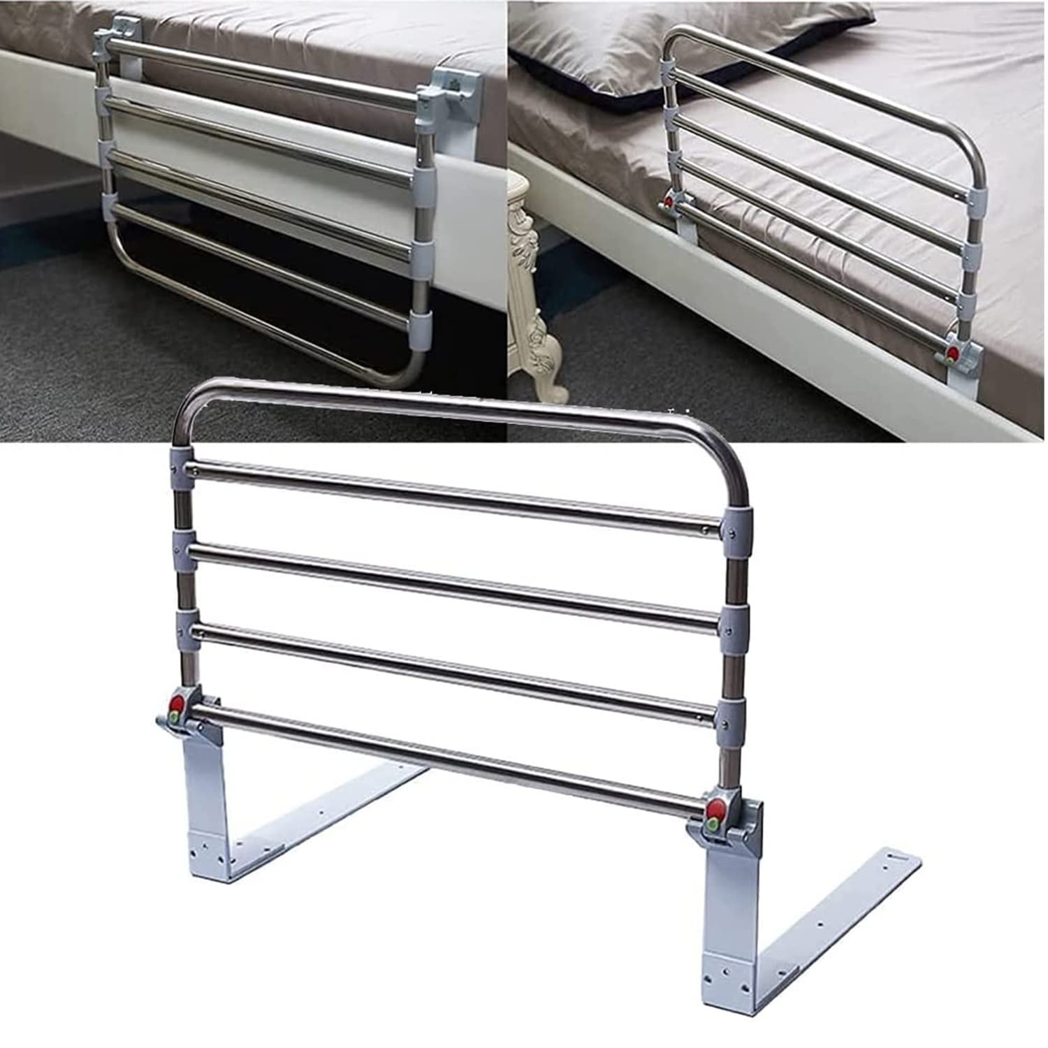 Sponda Letto di Sicurezza, Barra di Protezione anticaduta Pieghevole sul Comodino per Anziani Dispositivo di Assistenza in Piedi per Anziani, Adulti, Incinta, Handicap (60 cm)