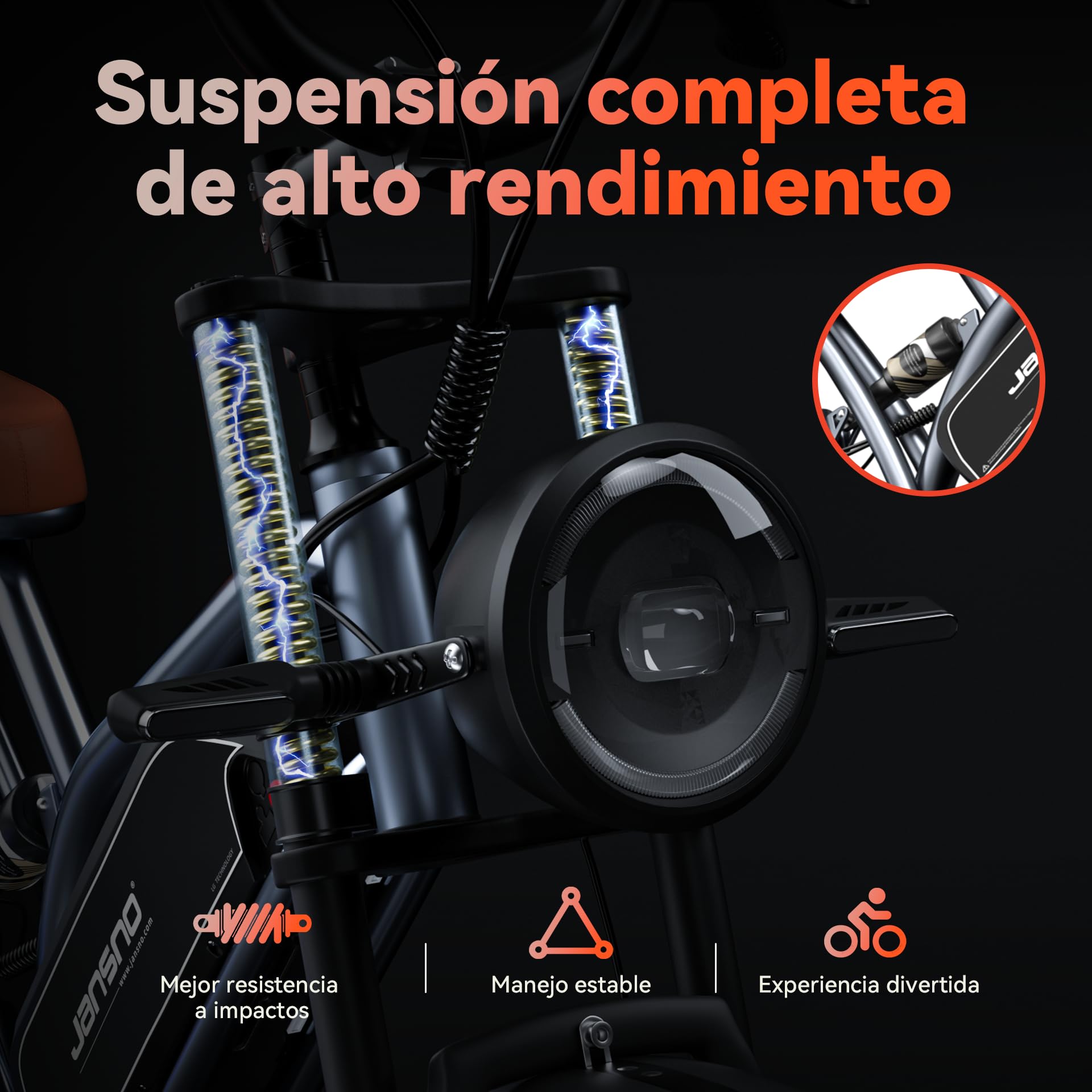 JANSNO Bicicleta eléctrica, Motor de 90Nm, batería Desmontable de 48V 23Ah/17Ah, Ruedas de 20 Pulgadas x 4.0 anchascertificación CE, Sistema de 7 velocidades, Bicicleta eléctrica para Adultos.