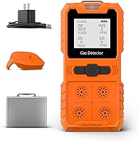XLA Alert Portable 4 Gas Monitor Detector - LEL O2 CO H2S Rechargeable Multi Gas Detector LCD Alarms Explosion-Proof Confined Space (Orange)