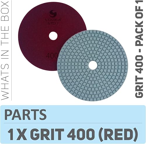 Miniatura 2 de Stadea PPW196D Almohadillas de pulido de diamante de 5 "para hormigón terrazo mármol granito encimera piso pulido húmedo, grano 400