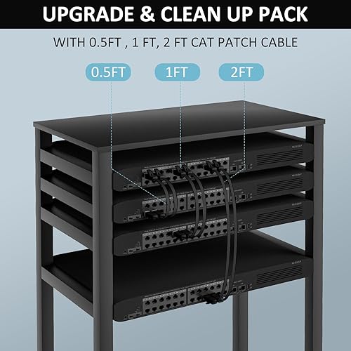 Miniatura 6 de Elecan Cable Ethernet plano Cat 6 de 2 pies5 unidades, cables de conexión cortos delgados de alta velocidad, cables de Internet, 30 AWG de cobre