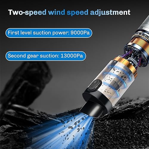 Miniatura 4 de Car Vacuum Portable Cordless, 2 Modes for Suction, 14000PA Vacuum and Hand Blower 2 in 1 with LED, Low Noise Rechargeable Mini Handheld Vacuum for