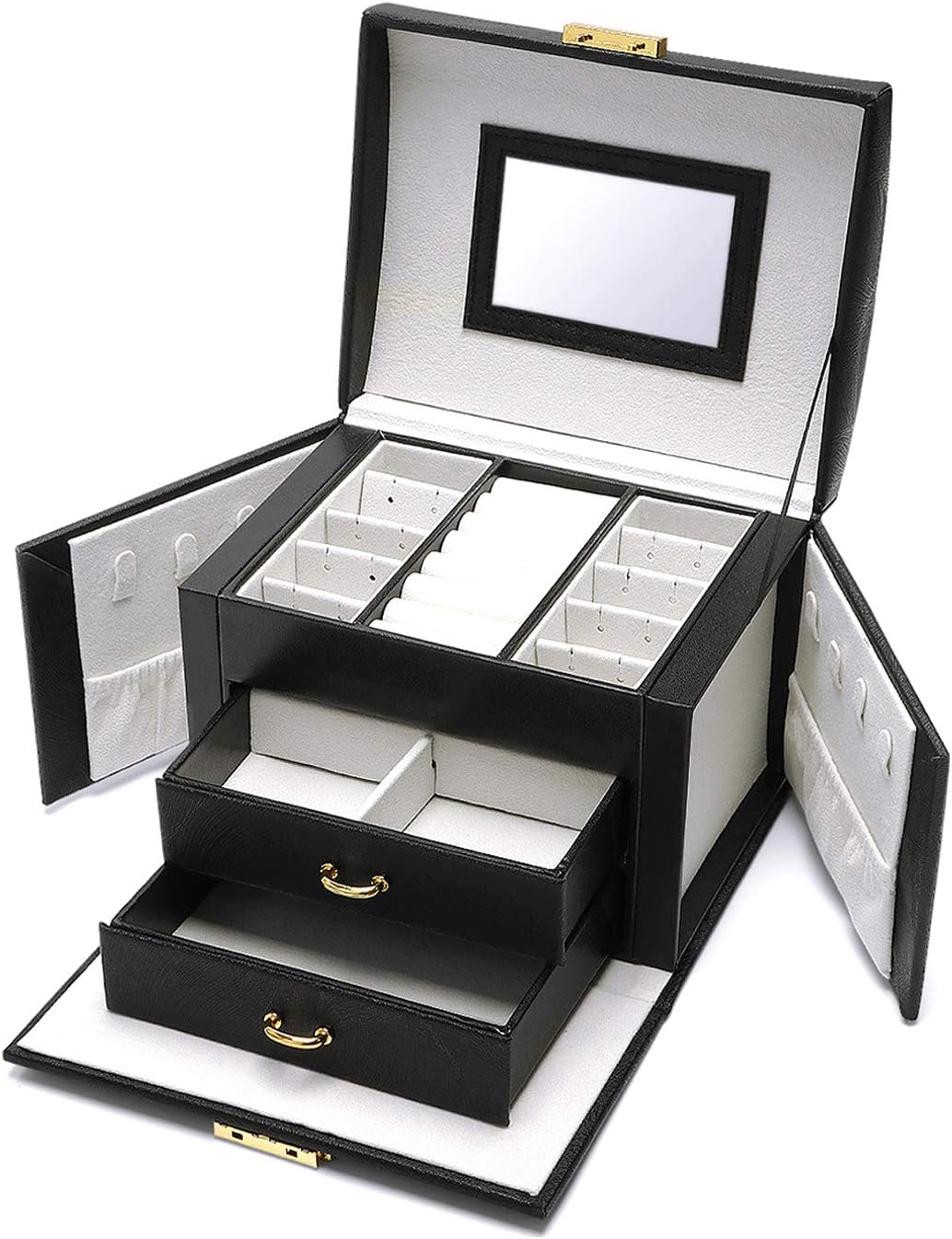 Euclidean Cube Jewelry Box for Women Girls Necklace Earring Rings Jewelry Organizer Leather Lockable Jewelry Box Portable Medium Pink Jewelry Box Organizer Travel Gift