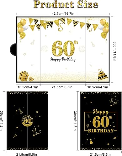 Miniatura 3 de Kuxriox Tarjeta grande de 60 cumpleaños con sobre, decoraciones de cumpleaños 60 para hombres y mujeres, tarjeta de felicitación de libro de