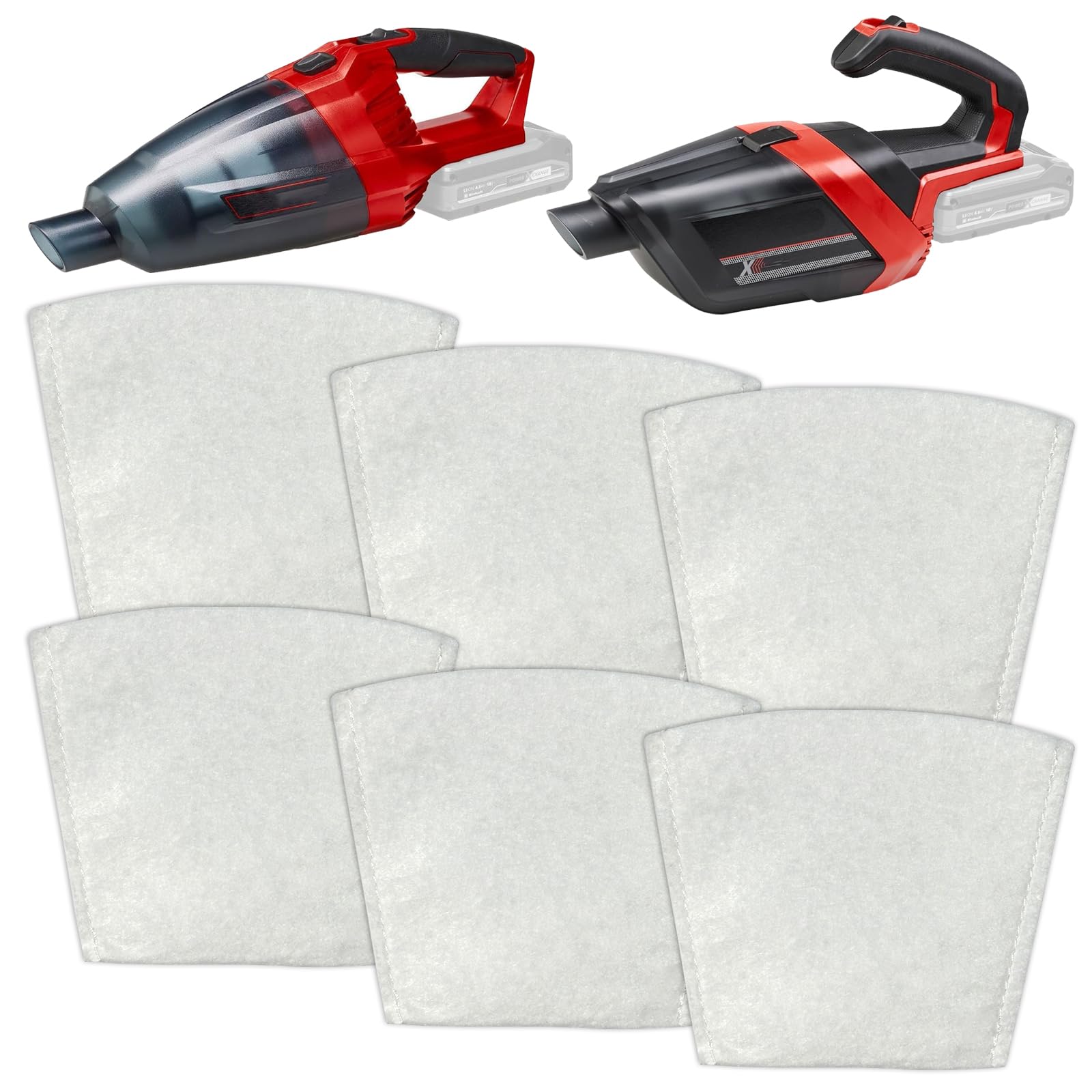 6 Pack Staubsaugerfilter Ersatzbeutel Kompatibel mit Einhell Power X-changeTE-VC 18 Li-Solo & TE-HV 18/06 Li-Solo kabellosen Standstaubsauger