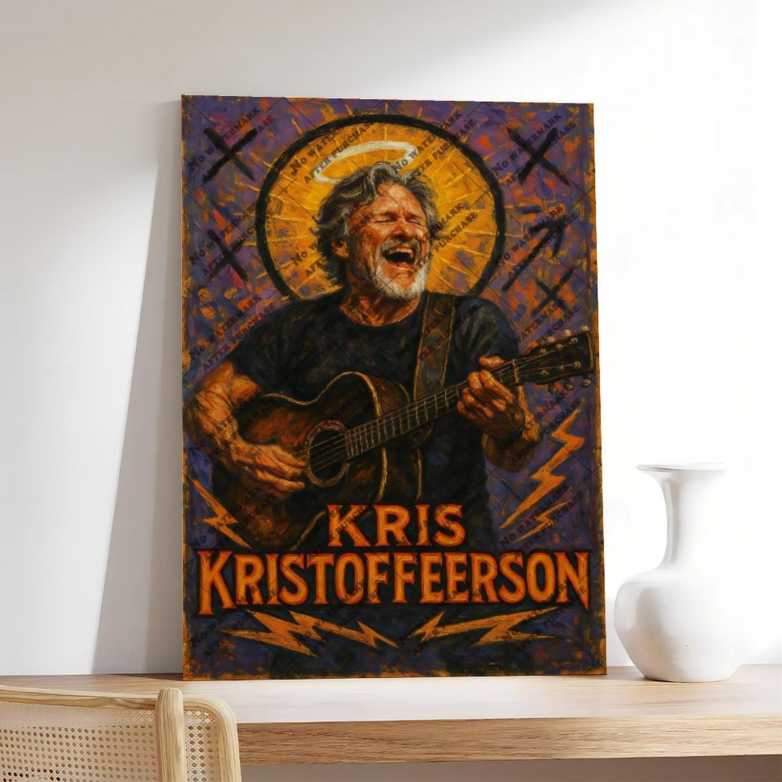 ZYGNBHL Poster della serie "Heaven Needs Country Music", cantante Kris_Kristofferson, decorazione per la casa, idea regalo, 60 x 90 cm