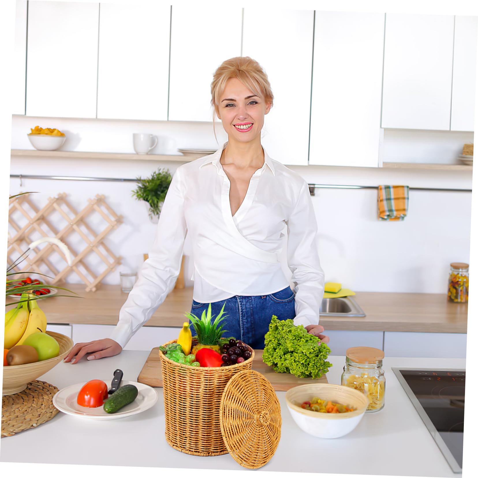 Kichvoe Cesta De Ropa Sucia Con Tapa 11.41X9.25X7.87 Pulgadas Contenedor Multifuncional Para Almacenamiento En Dormitorio Baño Juguetes Y Artículos Diversos