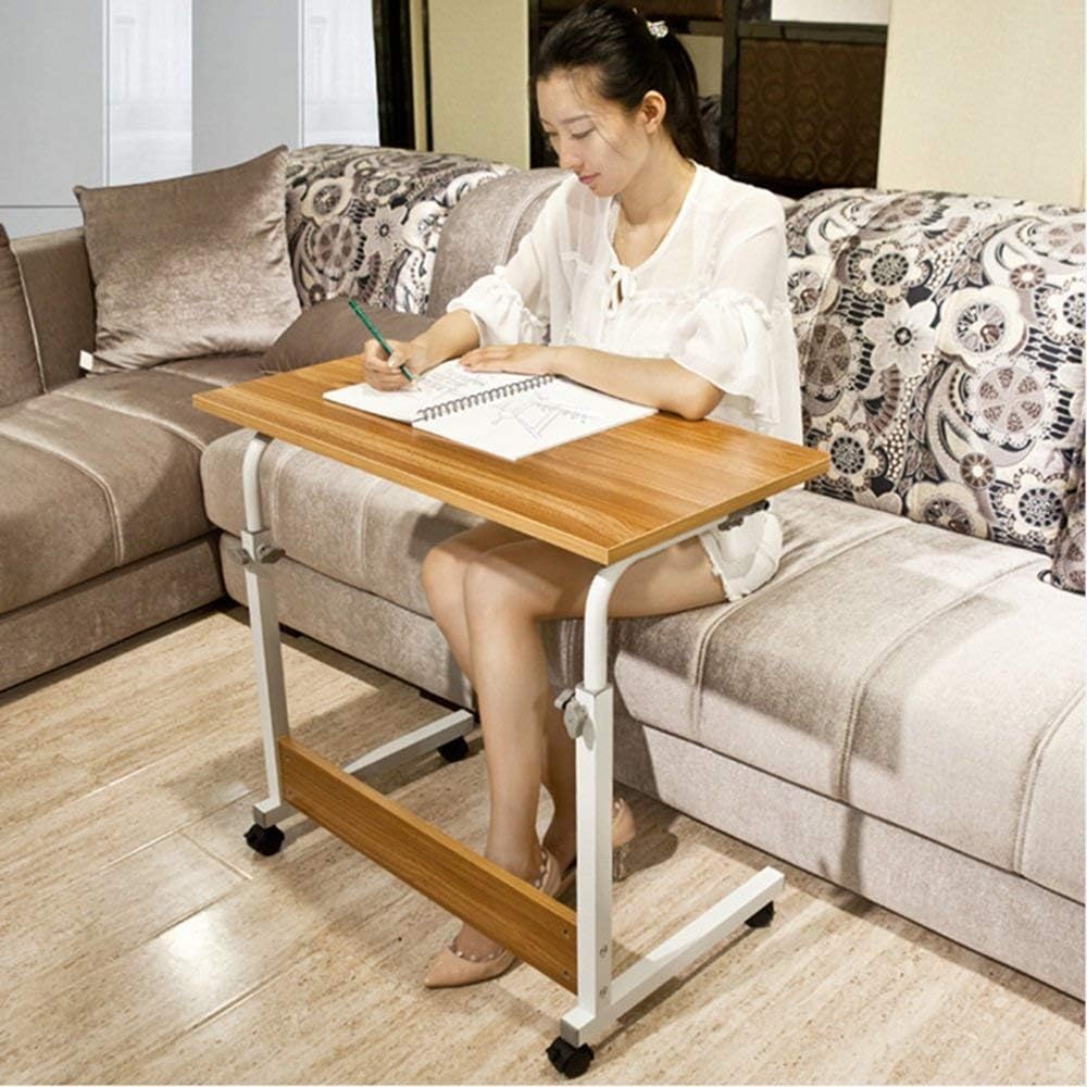 Coffee Folding Study Dining Desk Entertainment Lazy Bedside Computer Desk Multifunction 4 Sizes,White Maple Color,60 * 40cm (Teak Color 80 * 40cm)