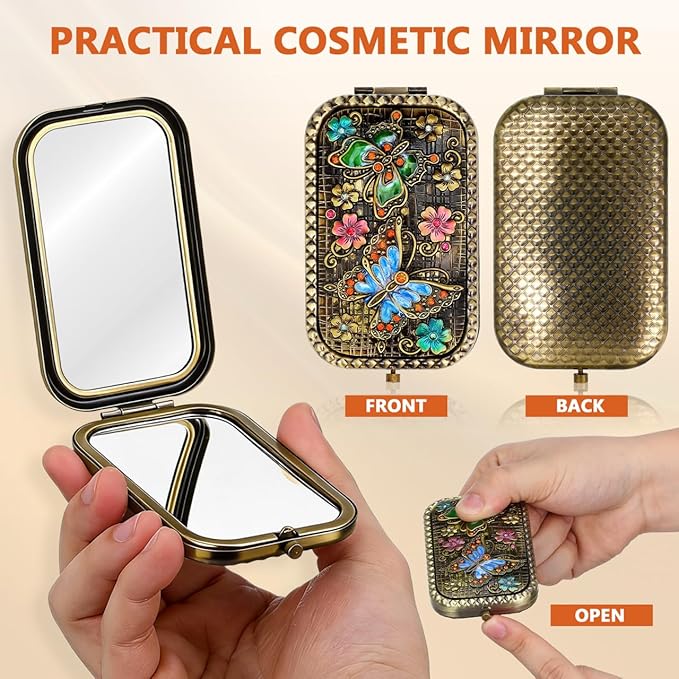 Espejo Compacto Vintage Beaupretty Plegable Metal Doble Cara miniatura 4