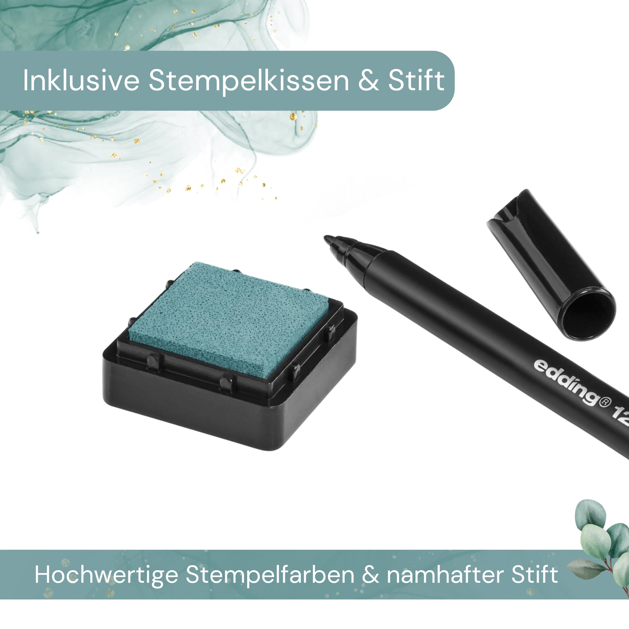 Personalisierte Leinwand Fingerabdruck Eukalyptus Design inkl. Stempelkissen Stift Hochzeit