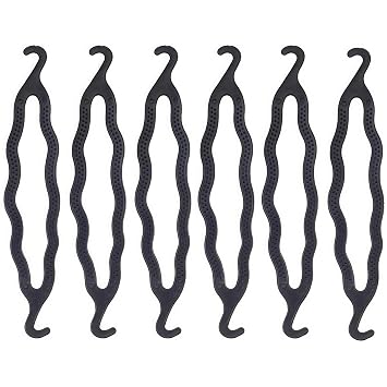 6 Pieces Black Plastic Hair Donut Bun Maker Hair Twist Braid Bud Hair Curler Magic Hair Styling Accessory