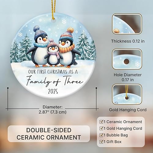 Miniatura 2 de Adorno de Navidad familiar 2025, adorno de la primera Navidad de la familia de tres, regalos para padres nuevos para parejas, nuevo regalo de bebé