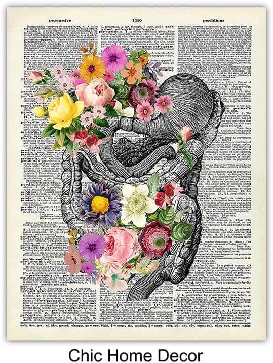 Vintage Human anatomy Poster Set LARGE 11x14 - Floral Wall Art for Medical Student, Physician - Retro Wall Decor for Hospital, Clinic, Doctor Office - Unique Gift for ER Nurse, Shabby Chic Decor