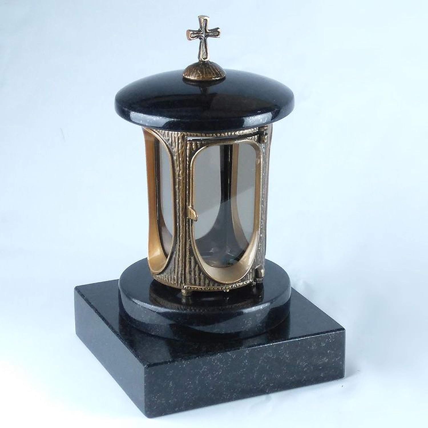 Lampe Funéraire Aluminium Et Granit Suédois Noir - Design Ancien Messingfarben Pour Tombe
