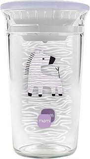 MAM Easy to Drink Cup | 360° Trinklernbecher ab 8+ Mon | Auslaufsicherer Silikoneinsatz mit Ventil | BPA- & BPS-frei | leicht zu reinigen | Baby & Kinder Trinkbecher mit Glasoptik | 290 ml | Zebra