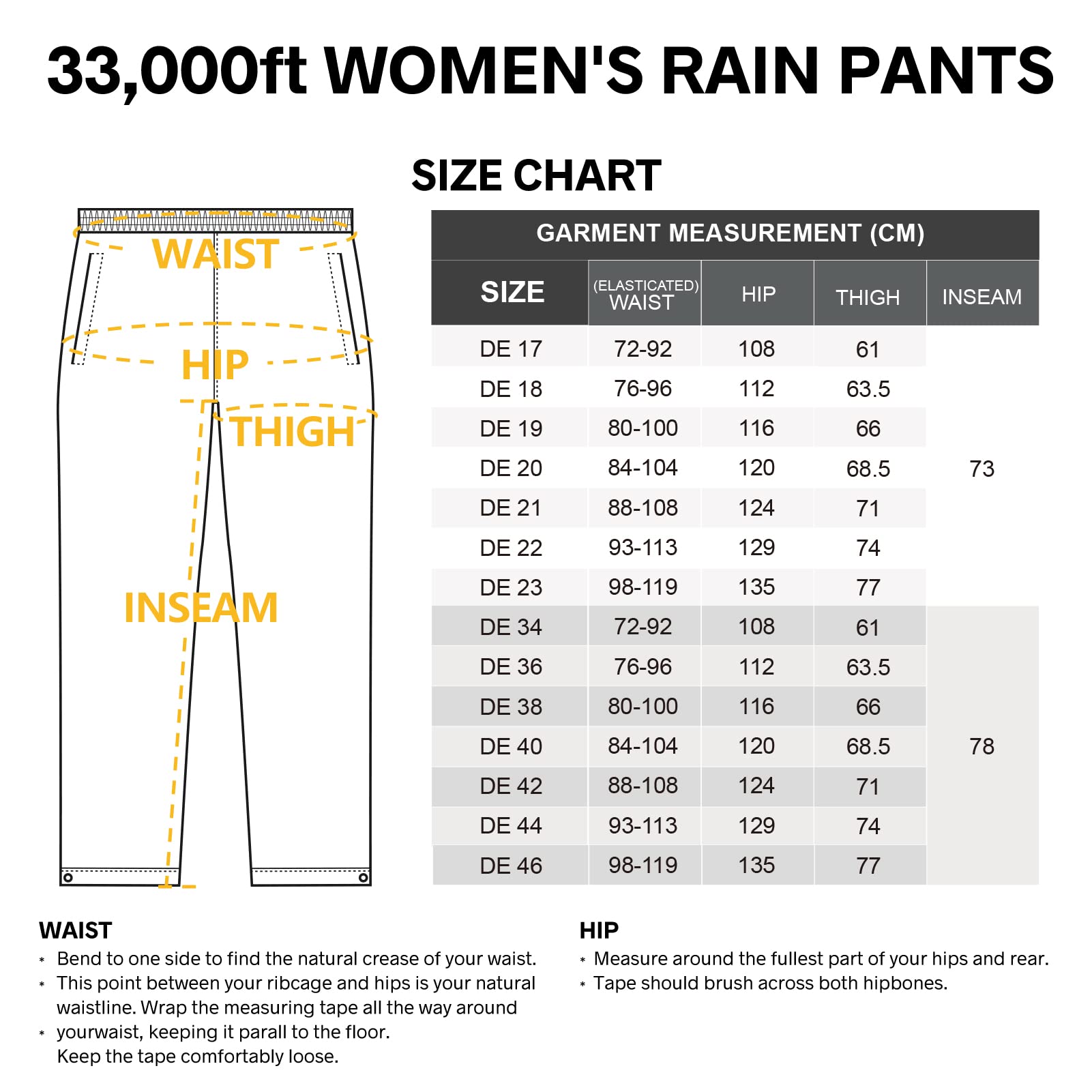 33,000ft Pantalones de lluvia para mujer, impermeables, transpirables, ligeros, resistentes al viento, ropa para exteriores, gris, 20