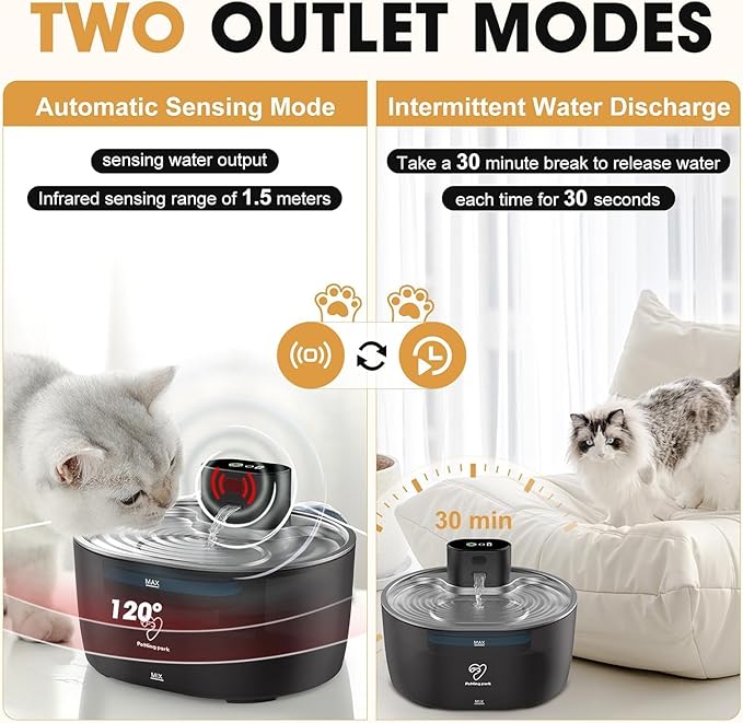 Fuente de Agua para Gatos Inalámbrica Acero Inoxidable 3.2L miniatura 4