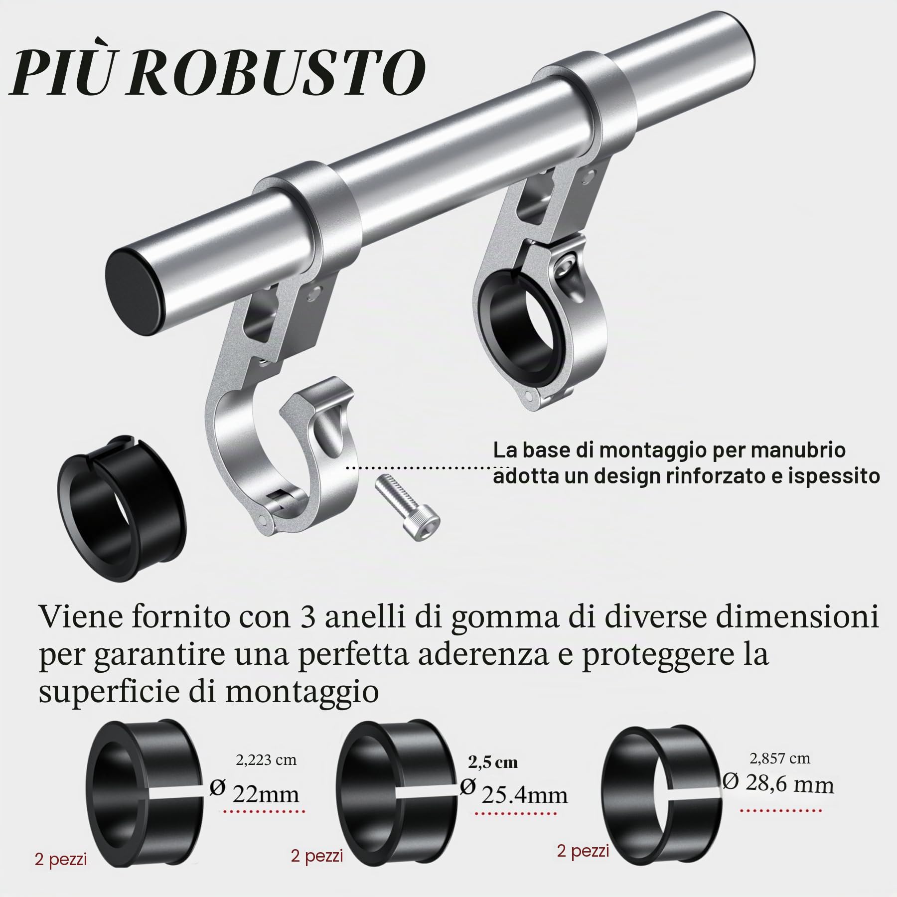 BRCOVAN Estensioni per manubrio in lega di alluminio, supporto a morsetto doppio, adatto da 2,2 cm a 3,2 cm