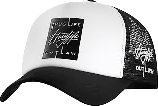 Thuglife Premium Rubber Box Patch Sport Outdoor Kpop Mesh Baseball Cap Foam Trucker Hat, White/Black, 7 5/8-7 7/8