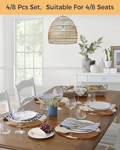 Miniatura 4 de Juego de 2 manteles individuales redondos de piel de vaca, lavables, tejidos, con estampado de piel de vaca, piel de animal de granja, círculos