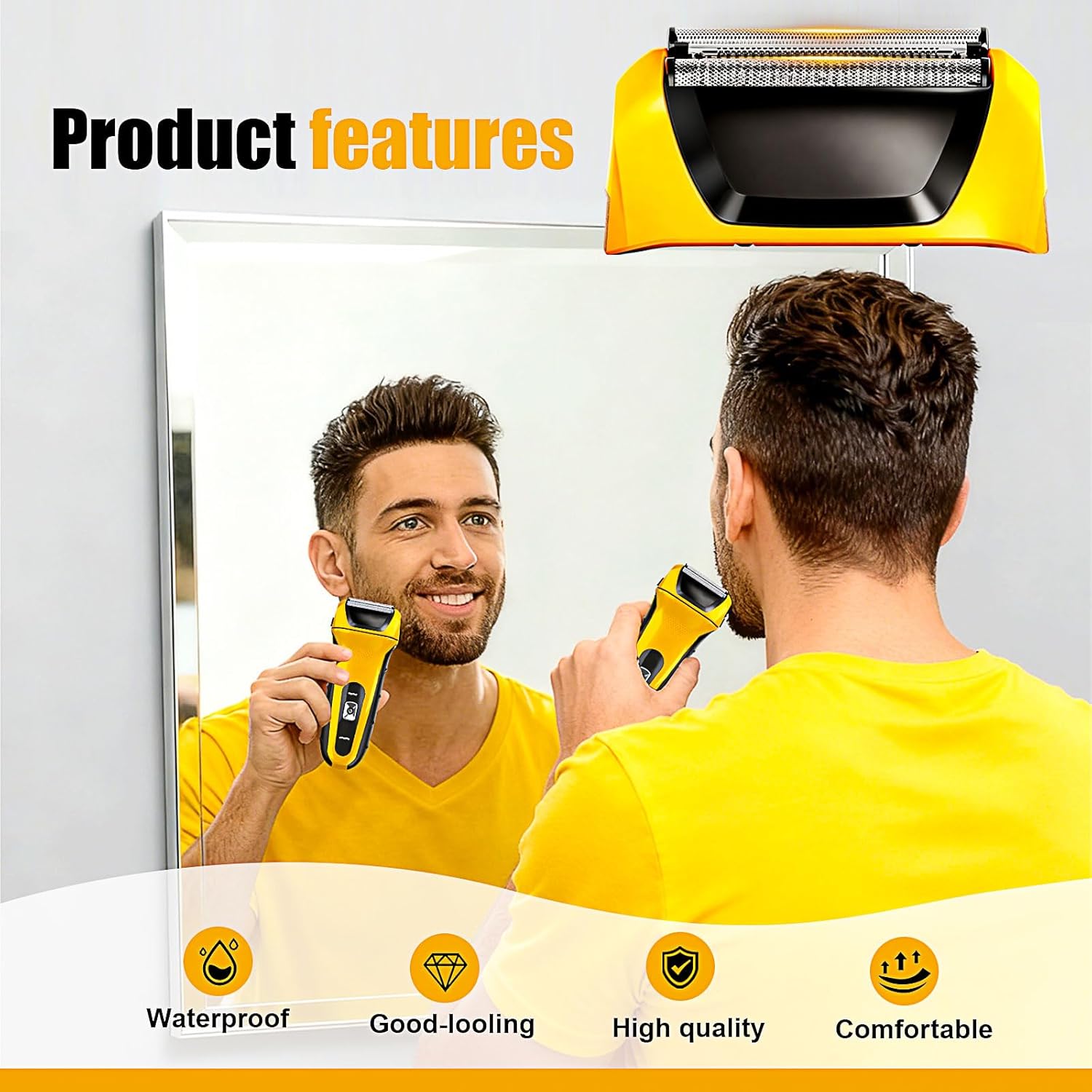 Shaver Replacement Foils Heads for Wahl Yellow Lifeproof Series 7061, 7045-100 Shavers (Yellow(2PCS))