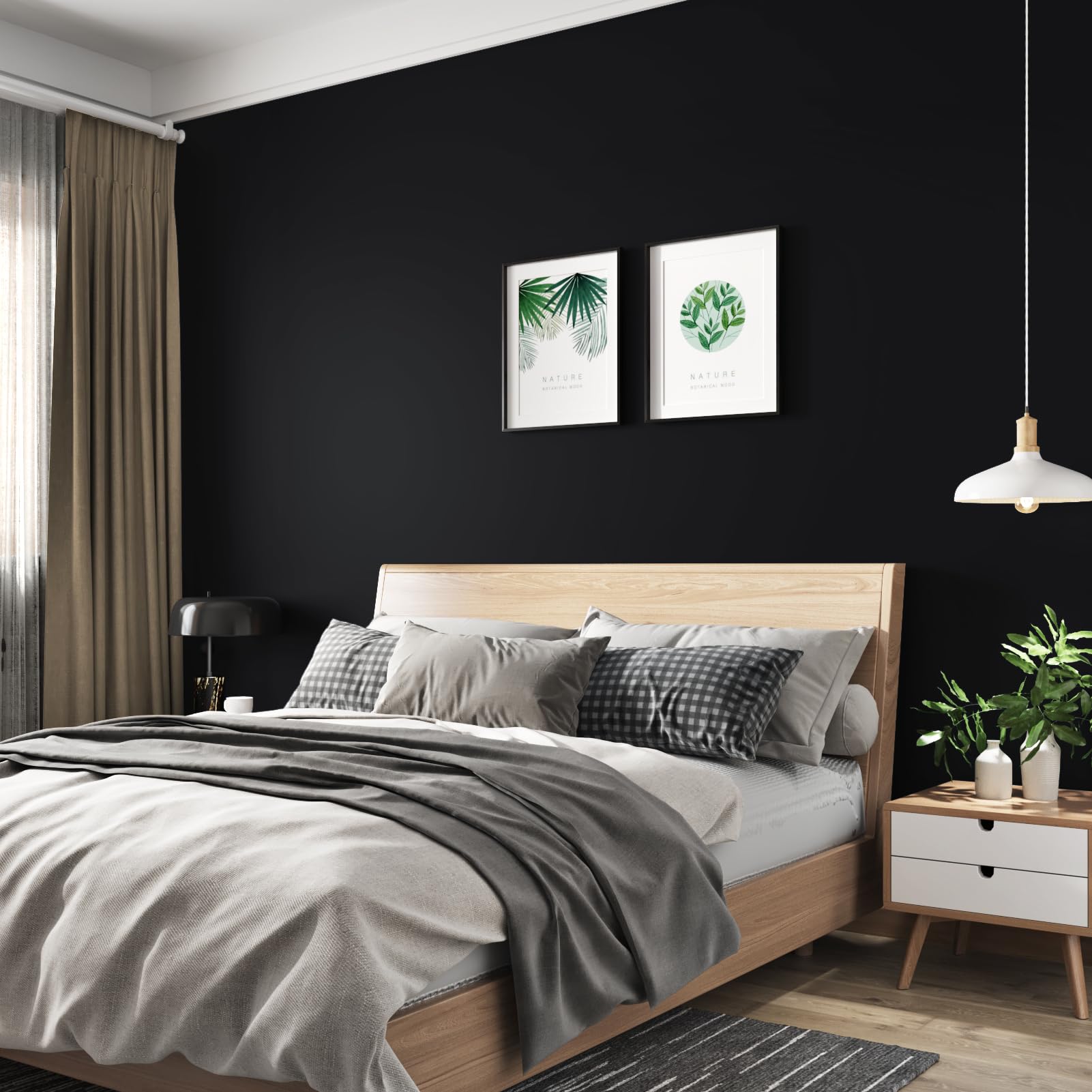 WESTICK Black Wallpaper Peel and Stick Removable Black Contact Paper for Walls Waterproof Dark Contact Paper Peel and Stick Deep Wallpaper for Bedroom