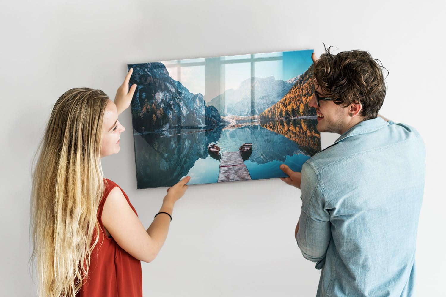Magnettafel für Schule Gastronomie und Büro 90x60 Boote auf dem See | Pinnwand | Glas | Memo | Organizer | Planer | Sicherheitsglas | Paneel | Infoboard | Wochenplaner | Terminkalender