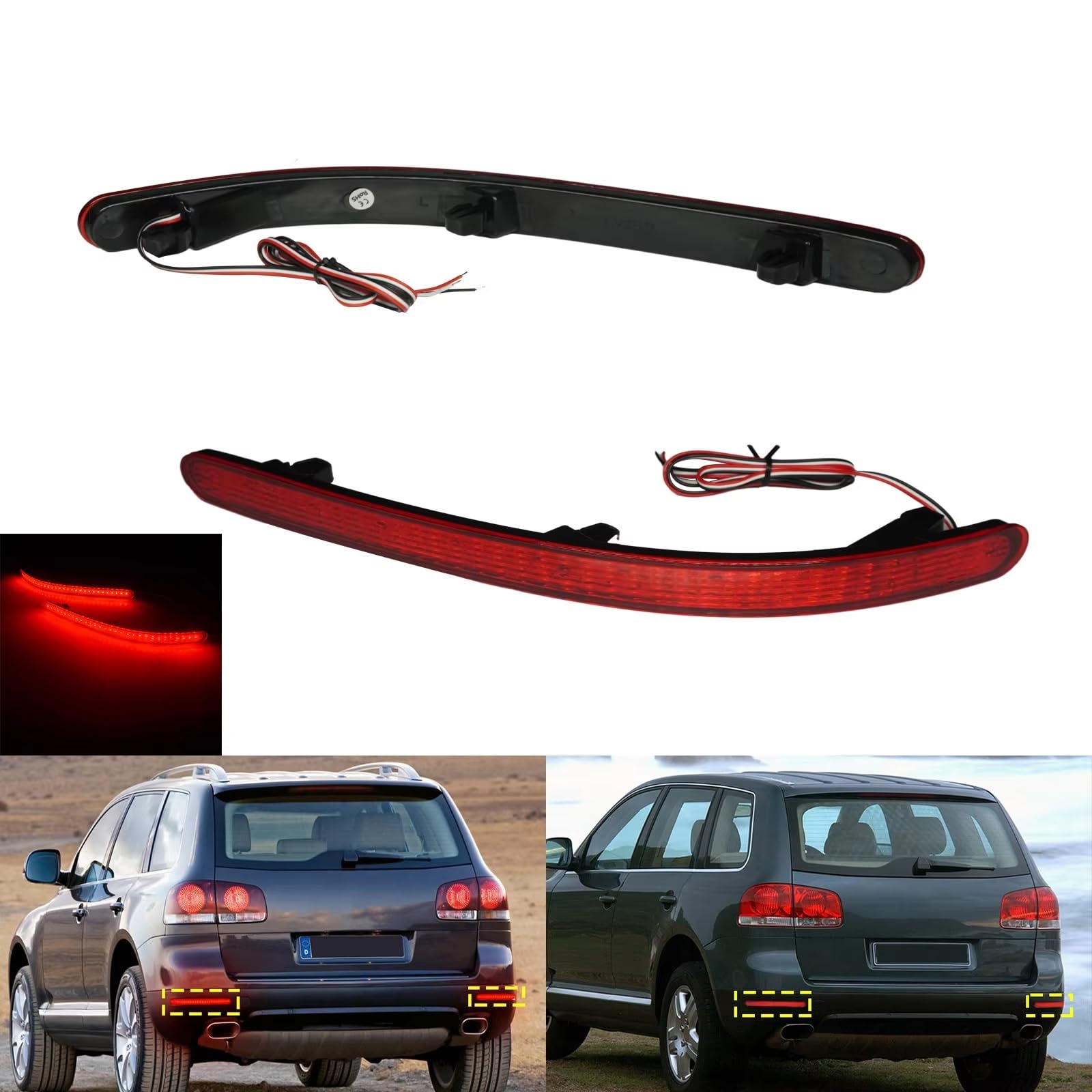 Compatibile Con Per Touareg 7L 2002-2005 2006 2007 2008 2009 2010 Paraurti Posteriore Sinistro Destro Riflettore Luce Stop Freno 7L6945106A Riflettore Luce Paraurti