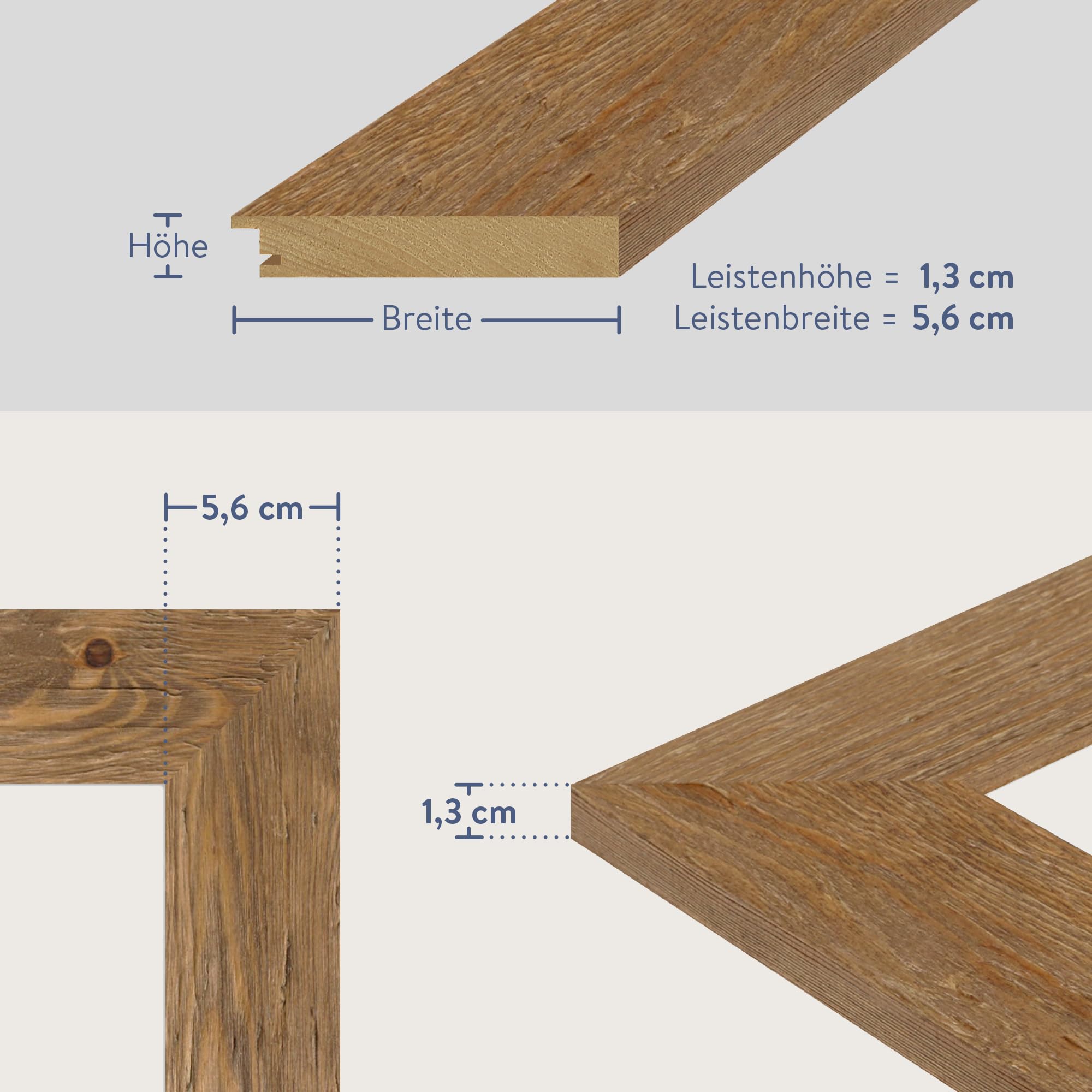 WANDStyle Bilderrahmen 40x50 Eiche, rustikaler Bilderrahmen Holz 40x50 cm | Hochwertiger Holzbilderrahmen, Posterrahmen zum Aufhängen, Rahmen 50x40 cm, Fotorahmen H780 - Made in Germany