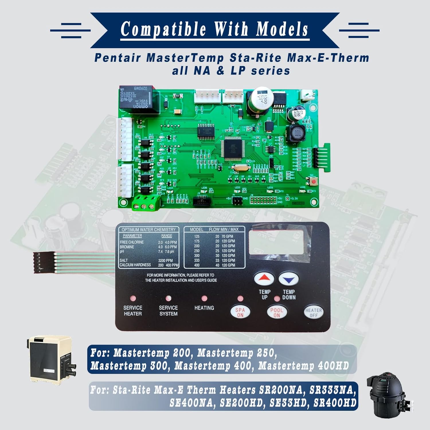 42002-0007S Control Board Kit Replacement for Pentair MasterTemp Sta-Rite Max-E-Therm NA & LP Series Pool & Spa Heater Electrical Systems with 472610Z