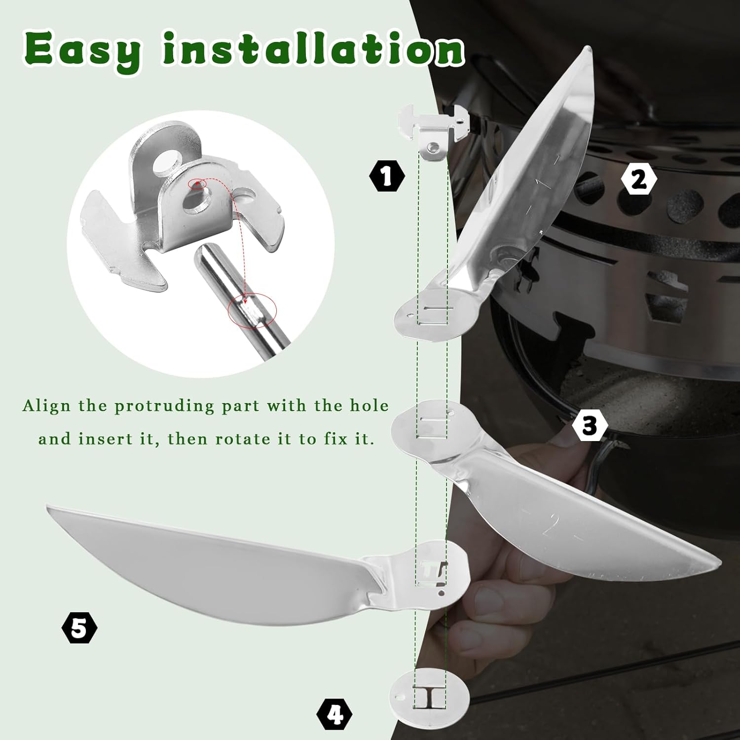 One-Touch Cleaning System Kit for Weber 22" Kettle Grills 430Stainless Steel Ash Catcher Damper Replacement for Weber Master-Touch,Performer Original Kettle Series Durable,Easy to Install