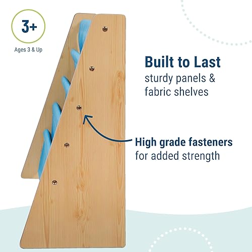 Miniatura 17 de Wildkin Estantería de madera para niños, diseño de lona premium con 4 estantes de tela, organizador para el hogar o el aula, natural con aguamarina