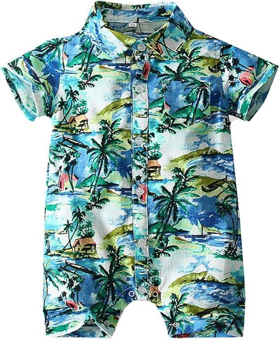 Amazon Co Jp ケヤカ Keyaka ロンパース ベビー 半袖 前開き 花火大会 夏祭り 出産祝い 赤ちゃん アロハシャツ 新生児 ボディオール ボディスーツ 男の子 ハワイ風 カバーオール 紳士服 恐竜柄 夏 キッズ 普段着 部屋着 パジャマ ベビー服 服 ファッション小物