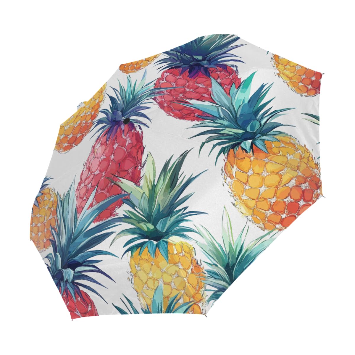 Ombrello pieghevole estivo colorato con ananas ombrello da viaggio compatto antivento impermeabile con protezione UV rivestimento nero leggero 8 coste portatile per pioggia sole