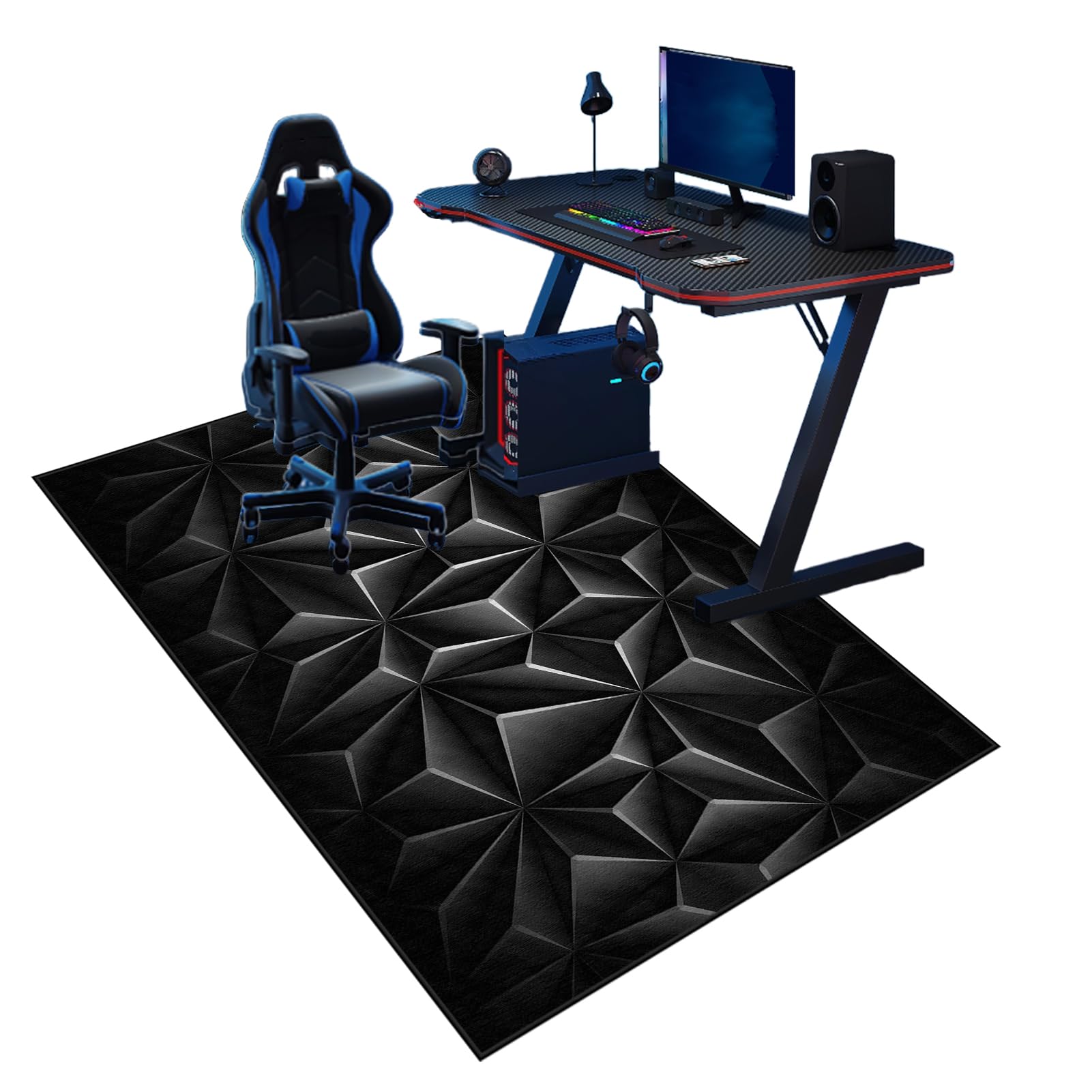 Gaming Floor Mat for Office Chair, Office Chair Mat, Non-slip Carpet Protector Chair Mat, 130 x 150 cm Desk Chair Mat for Carpeted Floors, Gaming Computer Rolling Chair Mat for Home Hardwood Tile